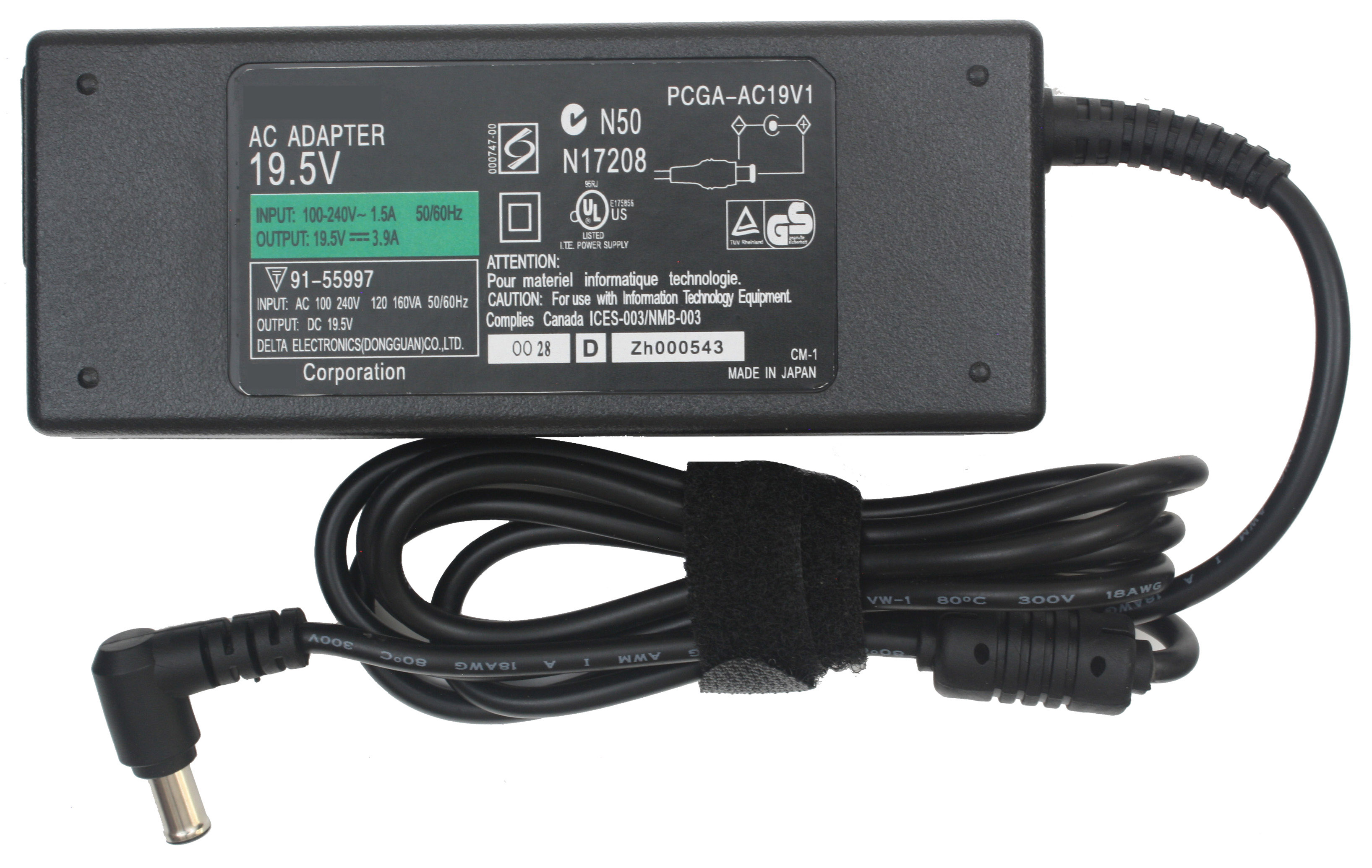 Cargador compatible con Sony 19.5V 3.9A 76W Punta: Sony Pin Central 6.5*4.4mm 