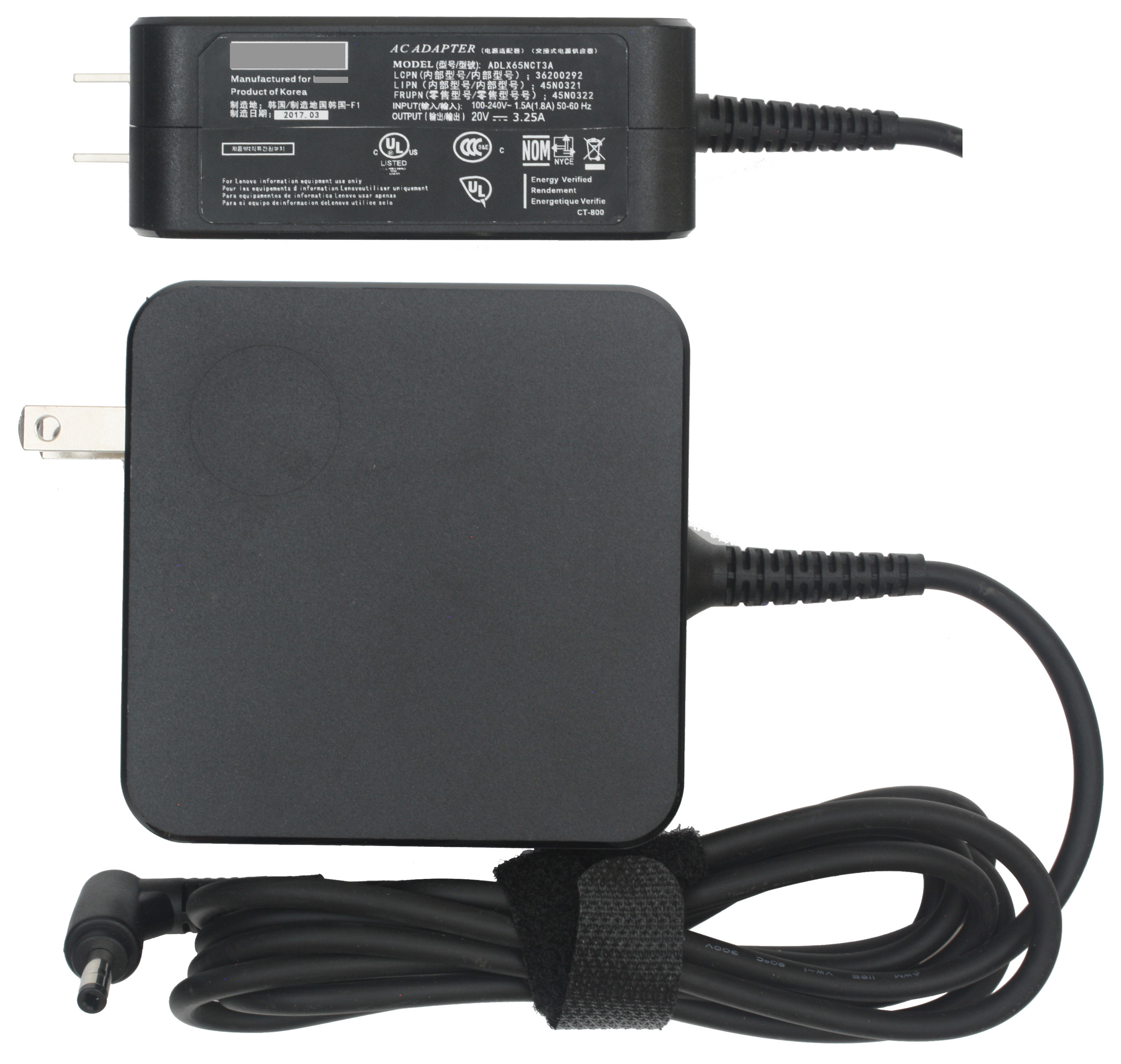 Cargador compatible con Lenovo 20V 3.25A 65W Punta: Lenovo Delgada 4.0*1.7mm