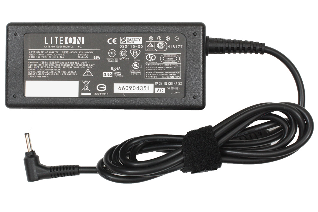 Cargador compatible con Acer 19V 3.42A 65W Punta: Acer Delgada 3.0*1.1mm